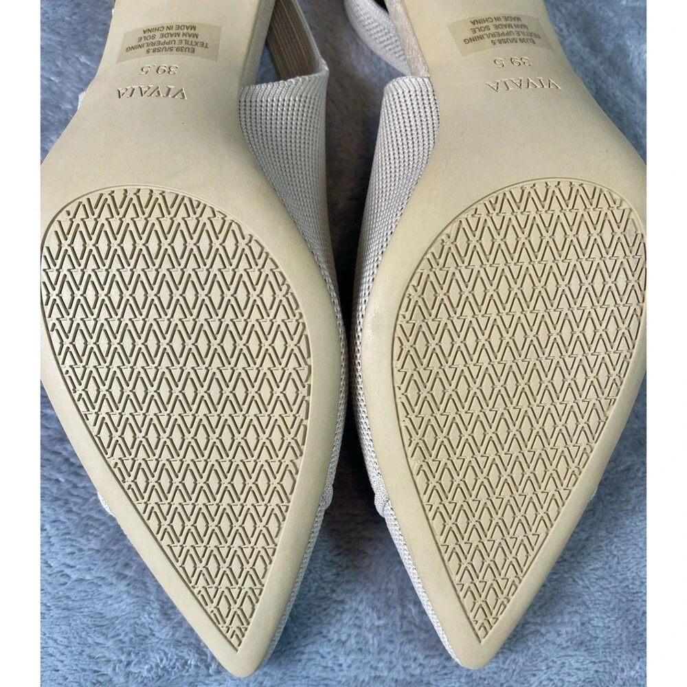 Vivaia NEW Addison knit womens almond kitten heel slingback shoes US 8.5 $169